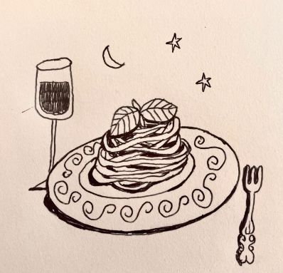 New Wine Tattoo, Pasta Line Drawing, Italian Pasta Tattoo, Spaghetti Tattoo Ideas, Spaghetti Drawing Easy, Fine Line Pizza Tattoo, Pasta Illustration Art, Cute Pasta Drawing, Bowl Of Spaghetti Tattoo