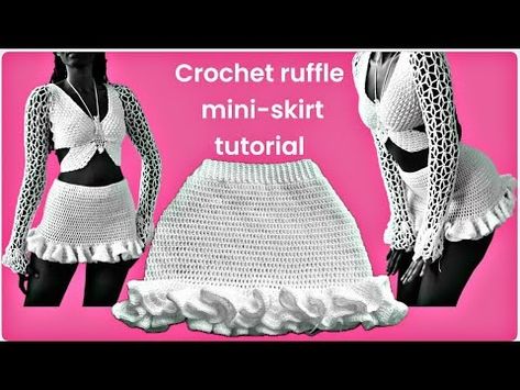 Ruffle Stitch Crochet, Skirt Crochet Tutorial, How To Crochet A Skirt Tutorial, Crochet Skirt With Ruffles, How To Crochet Skirt, Crochet Ruffles Pattern, Crochet Skirt Pattern Free Tutorials, Crochet Ruffle Tutorial, Crochet Ruffle Skirt Free Pattern