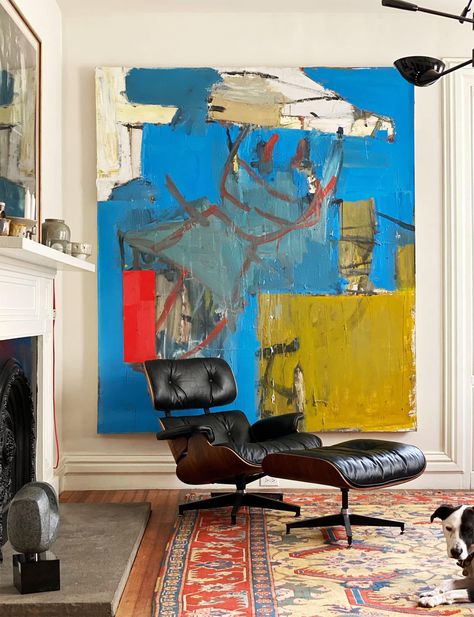 Abstract Art Inspiration, Tableau Art, Hand Painted Walls, Big Art, A Living Room, Large Painting, A Chair, Interior Art, 인테리어 디자인