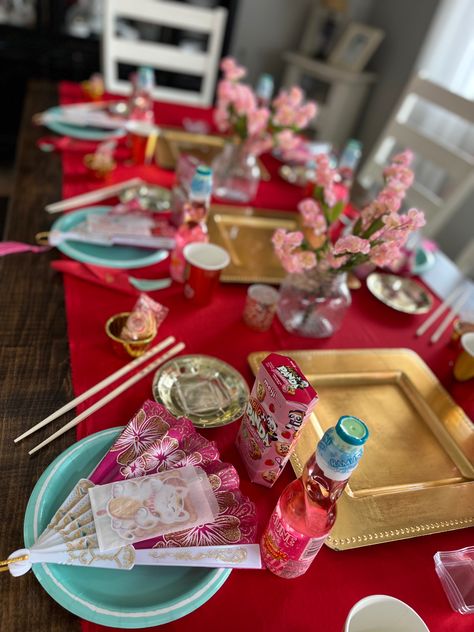 Japanese decor, Asian party favors, Asian table settings Inuyasha Birthday Party Ideas, China Themed Party, Japanese Inspired Party, Korean Themed Party, Asian Birthday Party Ideas, Japanese Tea Party Ideas, Japanese Food Party, Ramen Dinner Party, Tokyo Party Theme