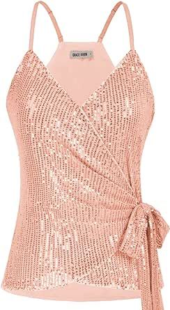 Rose Gold sequin tank camisole Tie Waist Top, Rose Gold Sequin, Sequin Tank, Vest Shirt, Beautiful Skirts, Sequin Top, Cami Tanks, Amazon Fashion, Stage Outfits