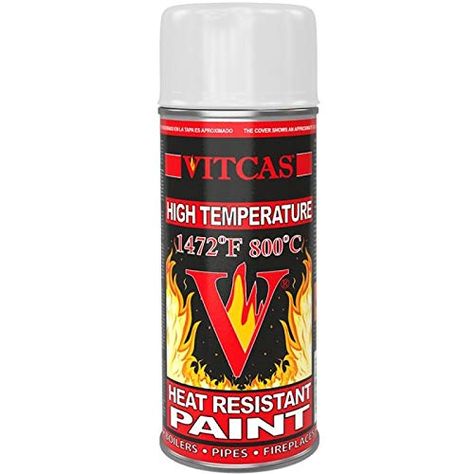 VITCAS Heat Resistant Paint-High Temperature Paint Spray-White VITCAS Wall Heater Cover, Stove Paint, Freestanding Stove, Paint Fireplace, Gas Boiler, Multi Fuel Stove, Stove Accessories, White Heat, Indoor Fireplace