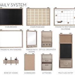 Daily Organization System - Gray Wash | Pottery Barn (US) Daily Organization System, Family Organization Wall, Office Wall Organization, Entry Organization, Command Center Kitchen, Home Command Center, Whiteboard Calendar, Family Command Center, Organization Station