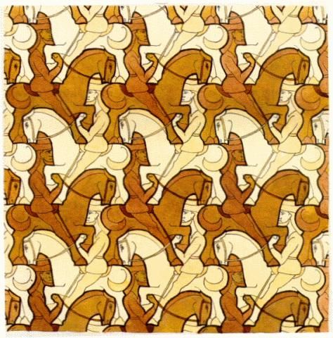 escher knights - Google Search Escher Tessellations, Tessellation Art, Escher Art, Tessellation Patterns, M C Escher, Mc Escher, Hieronymus Bosch, Math Art, Illusion Art