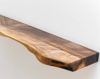 Walnut Floating Shelf, Bookshelf Floating, Live Edge Floating Shelf, Heavy Duty Floating Shelves, Wood Inspiration, Walnut Floating Shelves, Custom Floating Shelves, Live Edge Shelves, Long Floating Shelves