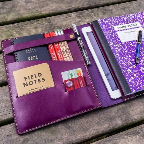 #Purple is not our favorite color. But it looks very good on our leather #journals  #everydaycarry #leather #organizer #moleskine #notebook #kaweco #pelikan #iphone #fieldnotes #ipad #troika #victorinox #planner #travelersnotebook #planner #planneraddict #beatiful #accessories #edc #gadget #stationery #organizing #navy #nofilter #handmade #analog #travel #journey #adventure Field Notes Notebook, Composition Notebook Covers, Moleskine Cover, Ipad Air Pro, Free Planner Stickers, Moleskine Notebook, Bible Study Notebook, Pattern Quotes, Ipad Air Cover