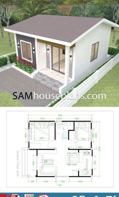 2 Bedroom House Design, 3d House Plans, Little House Plans, Interior Design Plan, Two Bedroom House, 2 Bedroom House Plans, A Small House, House Design Pictures, Simple House Design