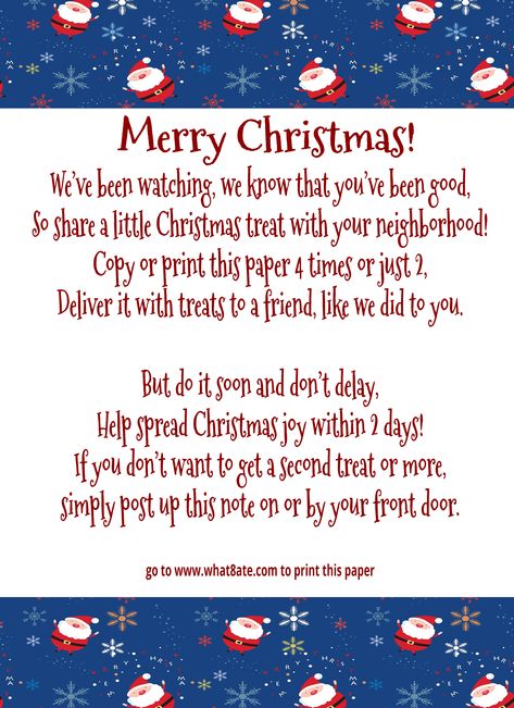 CHRISTMAS TREAT SHARING aka DING DONG DITCHING Christmas Ding Dong Ditch Ideas, Ding Dong Ditch Ideas Christmas, Ding Dong Ditch Ideas, Ditch Ideas, Christmas Chain, Ding Dong Ditch, Christmas Presents For Dad, Winter Bucket List, Christmas Treat