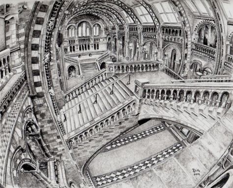 museum with a fish eye by GrayWolfcg Fish Eye Perspective Art, Eye Perspective Drawing, Fish Eye Perspective Drawing, Arched Architecture, Fish Eye Lens Photos, Fish Eye Drawing, Curvilinear Perspective, Fish Eye Perspective, Fisheye Perspective