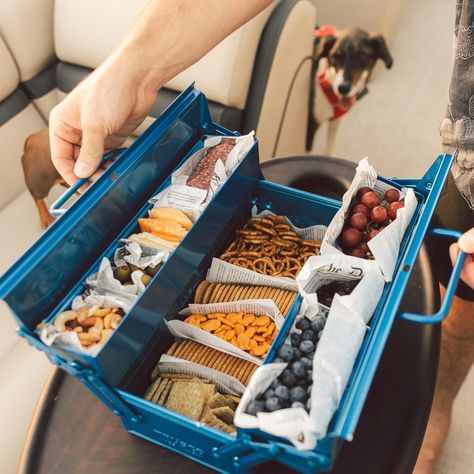 Tackle Box Charcuterie Board, Tool Box Snack Ideas, Charcuterie Tackle Box Ideas, Boat Charcuterie Board, Snacklebox Charcuterie, Tackle Box Charcuterie, Boat Charcuterie, Tackle Box Snacks, Fishing Snacks