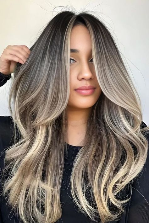 Brown Hair With Blonde Balayage Brown Hair With Blonde Streaks, Hair With Blonde Streaks, Full Blonde, Brown Hair With Blonde, Brown And Blonde, Blonde Streaks, Inspo Pics, Brown To Blonde, Brown Hair