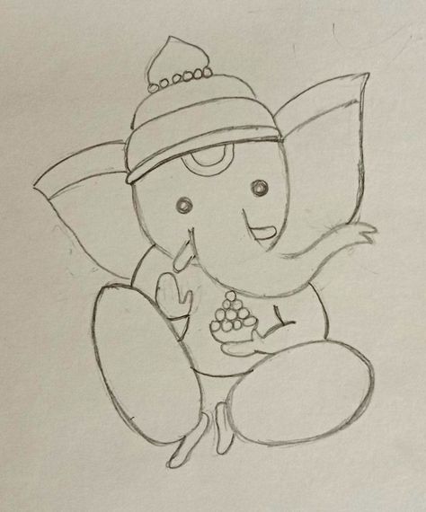 Easy Ganesh Drawing For Kids, Ganesh Drawing For Kids, Kids Drawing Step By Step, Little Shiva, Ganesh Drawing, Ganesh Painting, Naruto Drawings Easy, Ganesh Rangoli, Mom Drawing