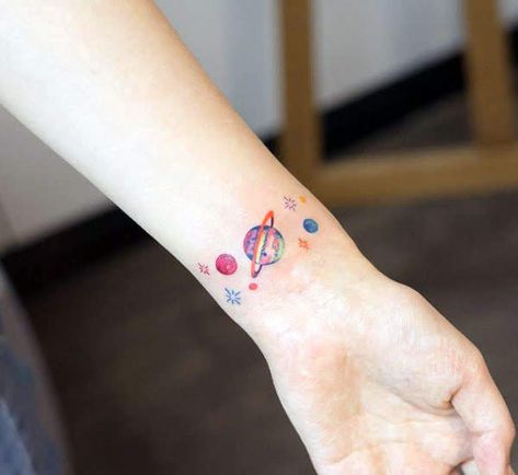 Small Matching Tattoos, Small Finger Tattoos, Small Forearm Tattoos, Planet Tattoos, Small Tattoos With Meaning, Best Tattoos For Women, Small Meaningful Tattoos, Small Wrist Tattoos, Space Tattoo