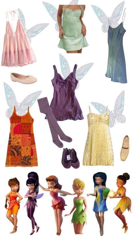 Tinker Bell And Rosetta, Tinkerbell Halloween Costumes Group, 4 Seasons Costume Ideas, Disney College Halloween Costumes, Iridessa Costume Halloween, Tinker Bell Trio Costume, Fairies From Tinkerbell Costumes, Disney Fairies Halloween Costumes, Fairy Trio Costume