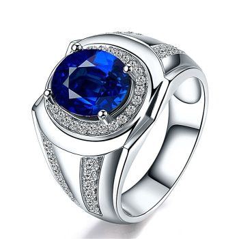 Sapphire Silver Ring, Ring Man, Gents Ring, Gold Color Ring, Blue Stone Ring, Wedding Band, Gem Ring, Engagement Rings For Men, Birthstone