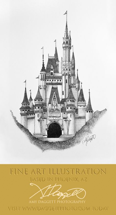 Fantasy Castle, Old English Castle Drawing, Disney Castle Illustration, Castle in pencil, pencil drawing of a castle Disneyworld Castle Tattoo, Disney Castle Sketch, How To Draw A Castle, Old Castle Drawing, Drawings Of Castles, Fantasy Castle Drawing, Drawing Of Castle, Castle Tattoo Design, Drawing Of A Castle