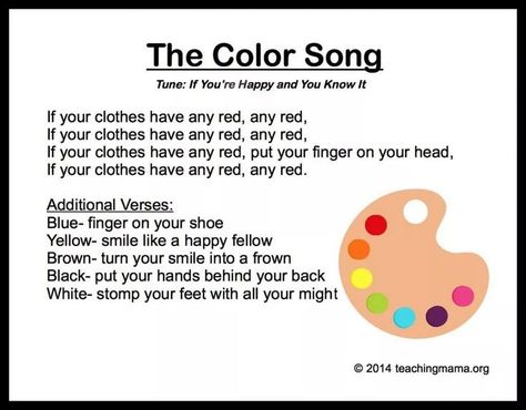 The Color Song, Songs Preschool, Preschool Transitions, Colors Preschool, Color Song, Transition Songs, Circle Time Songs, Kindergarten Songs, Classroom Songs