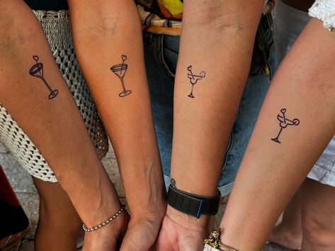 Cheers to lasting memories and inked moments 🍻 Matching tattoos for the squad, inspired by our favorite drinks! #DrinkInk #SquadGoals #TattooVibes #henna4us 4 Friends Matching Tattoos, 4 Matching Tattoos, Matching Tattoos For 4, Matching Tattoos Trio, Trio Matching Tattoos, Best Friend Matching Tattoos, Trio Tattoo Ideas, Matching Tattoos, Cute Tattoos