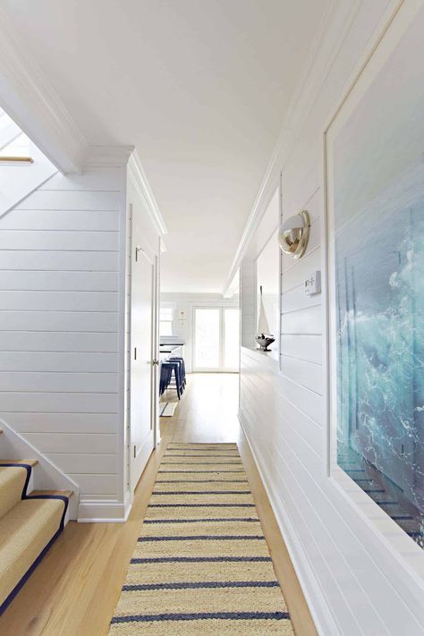 Coastal Hallway, Coastal Bungalow, Beach House Living Room, Beach House Interior Design, Beach Bungalow, Shore House, Dream Beach Houses, Cape House, House Interior Design