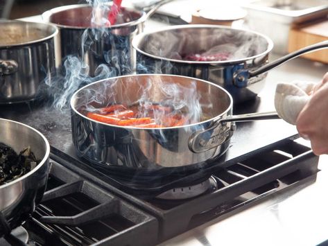 When you need to fit more pots and pans on your range, turn your stovetop griddle into a DIY French top. Restaurant Kitchen Equipment, Braised Kale, Heston Blumenthal, Cast Iron Griddle, Fry Pan Set, Sous Vide Cooking, Prep Kitchen, Cooking Guide, Stainless Steel Cookware