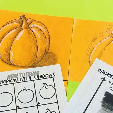 Jessica Anderson on Instagram: "I’ve had a few requests for this resource for how to draw pumpkins with shadows! This would be helpful for younger students like grade 4-5 when being introduced to form, value, and shading 🎃 I’ve added this to my tpt store if anyone needs something like this for their class ��☺️☺️ . . . . . #artteacher #artclass #artclassroom #arteducation #elementaryart #artteachersofinstagram #teachersofinstagram #kidart #artproject #kidscrafts #classroomdecor #classroom #artcla