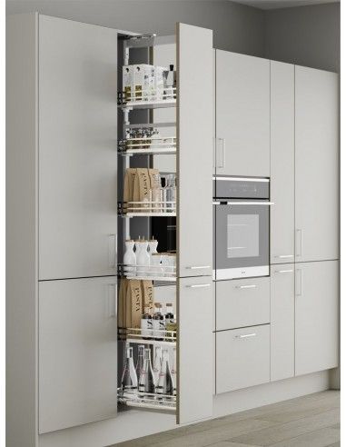 Tall Kitchen Cabinets, Model Dapur, Kitchen Larder, Larder Unit, Larder Cupboard, Kitchen Pulls, House Extension, Kitchen Storage Solutions, Modern Kitchen Cabinets