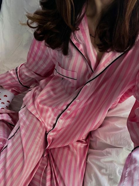 Vs Pajamas, Pink Pjs, Pajamas Aesthetic, Pijamas Women, Cute Pjs, Cute Pajama Sets, Victoria Secret Pajamas, Striped Pyjamas, Pink Girly Things