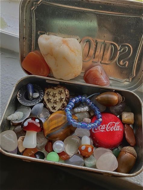 Altoids Tins, Crystal Vibes, Mint Tins, Goblin Core, Crystal Aesthetic, Tin Can, Metal Box, Bits And Bobs, Trinket Boxes