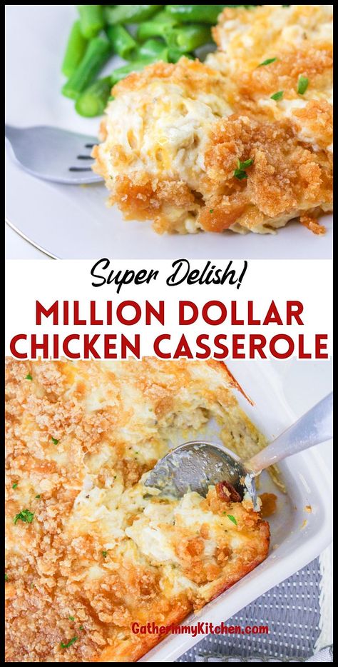 Discover the ultimate comfort food with this Million Dollar Chicken Casserole recipe. Packed with tender chicken, creamy sauce, and a golden cracker crust, it's the perfect dish for cozy nights in. The Best Chicken Casserole, Easy Rotisserie Chicken Casserole, Recipe Using Cooked Chicken, Great Casseroles Dinners, Uses For Cooked Chicken, Easy New Recipes To Try, Recipes Using Cooked Chicken Main Dishes, Easy Recipe With Rotisserie Chicken, Millionaire Chicken Casserole