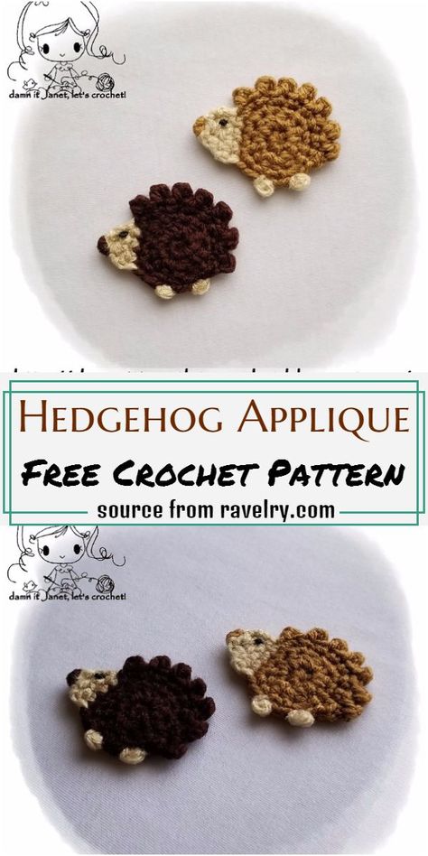 Applique Pattern Crochet Hedgehog Applique Free Pattern, Hedgehog Applique Pattern, Crochet Hedgehog Applique, Crochet Motifs Free Pattern Appliques, Crochet Acorn Applique, Crochet Pattern Applique, Crochet Application Pattern Free, Crochet Applique Animals, Crochet Nature Applique