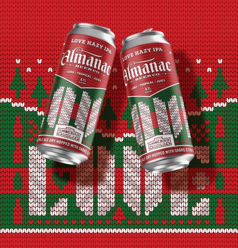 Almanac Beer Co. Holiday Edition Love IPA — DKNG Xmas Drinks, Holiday Beer, Beer Graphic, Holiday Symbols, Christmas Beer, Free Rein, Holiday Sweaters, Alcohol Packaging, Drinks Brands