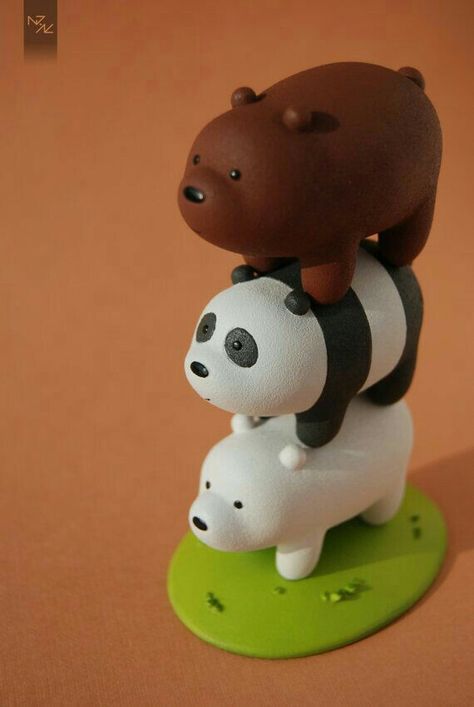 Toys From Clay, We Bare Bears Clay, Clay Toys Ideas, Cartoon Clay Art, Christmas Lanterns Ideas, Diy Christmas Lanterns Ideas, Polymer Clay Panda, Clay Panda, Clay Cartoon