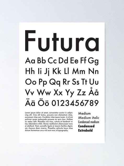 "Typography Poster Futura Alphabet" Poster by mattiaso | Redbubble Typeface Poster, Visual Communication Design, Poster Fonts, Logo Design Typography, Retro Ads, Original Abstract Art, Alphabet Poster, Communication Design, Old Style