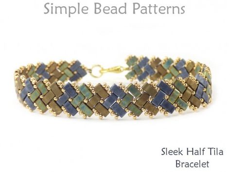 This half Tila bracelet pattern will teach you how to make a two hole beads bracelet using a modified herringbone stitch by Simple Bead Patterns Superduo Bracelet, Making Bracelets With Beads, Beaded Jewelry Bracelets, Beads Ideas, Beaded Jewelry Necklaces, Beaded Bracelets Tutorial, Bead Pattern, Beaded Bracelet Patterns, Jewelry Beads