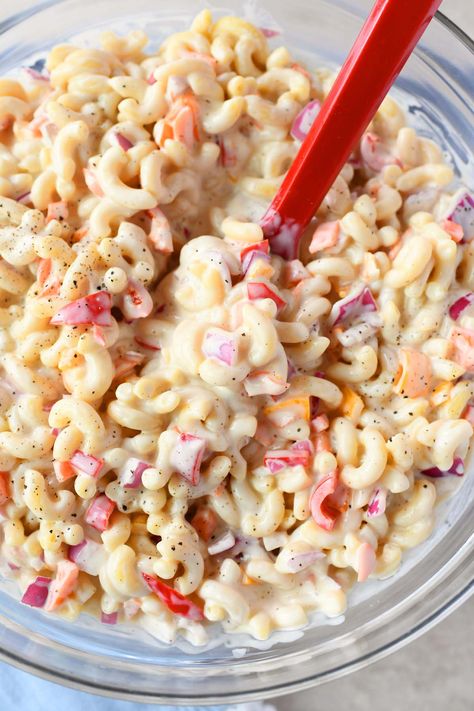 Sweet Macaroni Salad Recipe, Sweet Macaroni Salad, Sweet Pasta Salads, Spring Pasta Salad, Creamy Macaroni Salad, Crab Pasta, Cold Pasta Salad Recipes, Spring Salad Recipes, Best Macaroni Salad