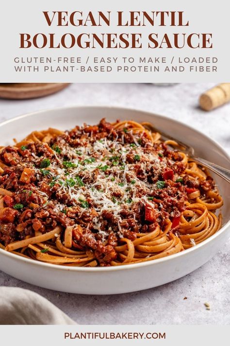 Lentil Bolognese Pasta, Vegan Lentil Ragu, Best Pasta For Bolognese Sauce, Vegan Pasta Bolognese, Lentil Pasta Sauce Recipe, Lentil Spaghetti Bolognese, Bolognese Sauce Vegan, Veggie Bolognese Sauce, Vegetarian Bolognese Sauce