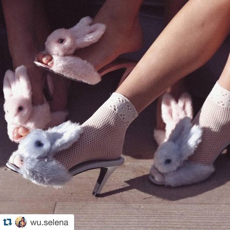 Instagram Balenciaga Crocs, Fluffy Heels, Pink Balenciaga, Bunny Slippers, Bunny Dress, Bunny Outfit, Modern Disney, Retro Brand, Slippers Shoes