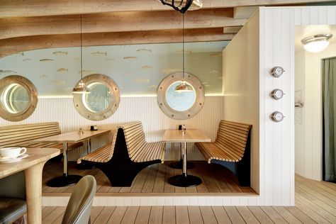 Gallery of Restaurant Hafen / Susanne Fritz Architekten - 10 Boat Restaurant, Seafood Shop, Boat Interior, Outdoor Restaurant, Restaurant Interior Design, Shop Interior Design, Shop Interior, Restaurant Decor, Design Furniture