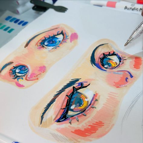 practice sketch with acrylic markers :) #acrylic #acrylicmarkers #eyesketch Drawing Acrylic Marker, Acrylic Marker Drawings Simple, Drawings With Acrylic Markers, Acrylic Markers Drawing, Acrylic Markers Ideas, Arrtx Acrylic Markers Art, Acrylic Paint Markers Art, Acrylic Marker Drawings, Acrylic Marker Art Ideas