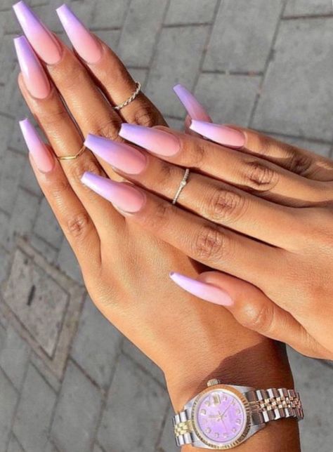 Purple Ombre Nails, Purple Acrylic Nails, Lavender Nails, Ombre Acrylic Nails, Uñas Acrilicas, Coffin Nails Designs, Fire Nails, Accent Nails, Dope Nails