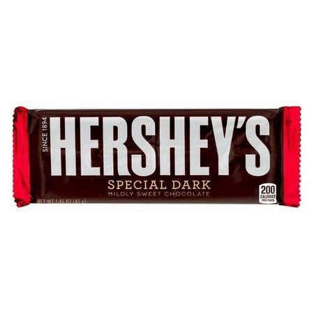 "HERSHEY'S" SPECIAL DARK CANDY BAR *Mildly sweet chocolate Size: 1.45. Hershey Dark Chocolate, Candy Bar Bags, Chocolate Calories, Milk Way, Hershey Cookies, Hershey Chocolate Bar, Candy Brands, Chocolate Wafers, Hershey Chocolate