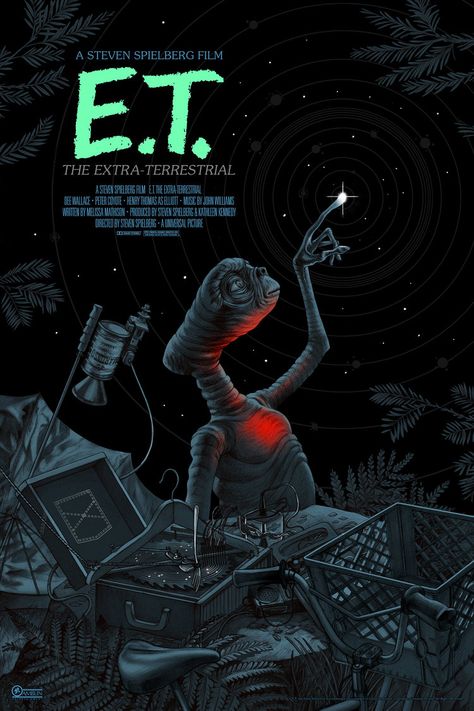 #artist #poster #jonathanburton #stevenspielberg #et A Serbian Film, Steven Spielberg Movies, Et The Extra Terrestrial, Iconic Movie Posters, Film Vintage, Movie Poster Wall, Movie Posters Design, Extra Terrestrial, Cinema Posters