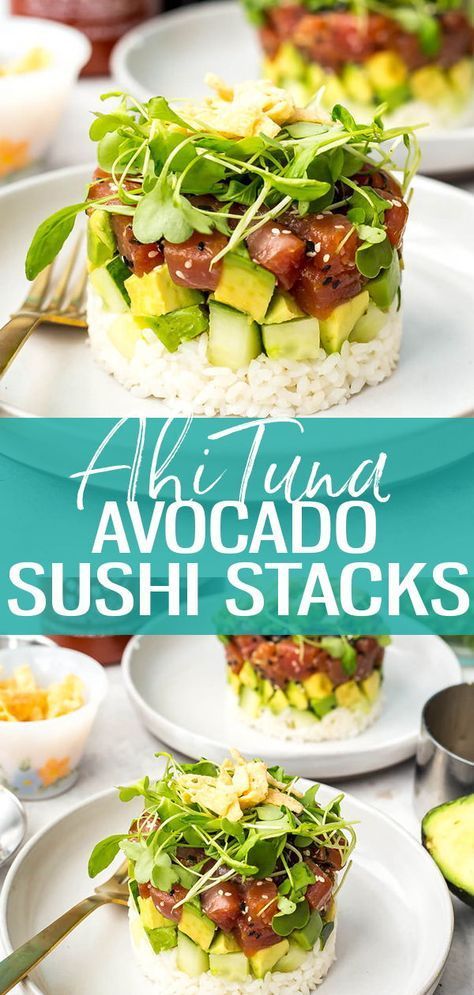 Ahi Tuna Sushi, Sushi Stacks Recipe, Dinner Party Restaurant, Sushi Stacks, Ahi Tuna Recipe, Seafood Dinner Party, Microgreens Recipe, Cactus Club, Tuna Sushi