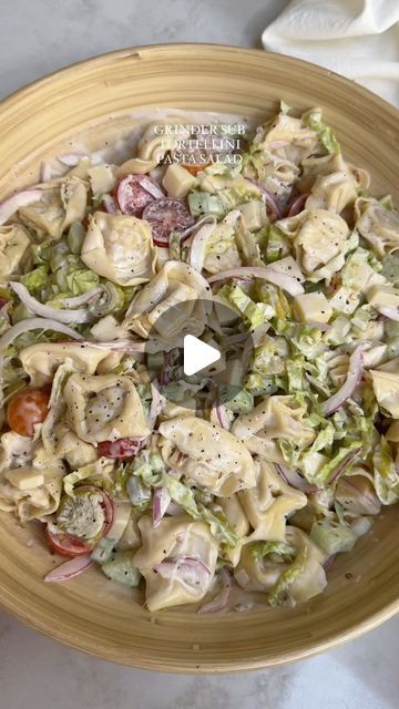 Jane Hardy on Instagram: "This is THE pasta salad of summer 2024. I made it THREE times over the weekend and i'm tellin' you - it's to die for.  Two years ago i developed a grinder sub pasta salad and it went super viral online!! This year I made it with tortellini + changed a few things and i can honestly say this is hands down the best pasta salad i've everrrrr madeeee!!!!! My friends and family who got to taste test over the weekend were raving too!!   The old-school tasting grinder sub dressing is major key, the longer you let the onions marinate in it, the more flavor!! You can obviously customize the other ingredients in the pasta salad to match up to whatever your favorite sandwich components are! If you're making ahead of time, i highly recommend using shredded cabbage instead of i Foods Of Jane Pasta Salad, Grinder Sub Tortellini Pasta Salad, Grinder Sub Pasta Salad, Sub Pasta Salad, Grinder Pasta Salad, The Best Pasta Salad, Tortellini Pasta Salad, Light Lunches, Pasta Salad With Tortellini