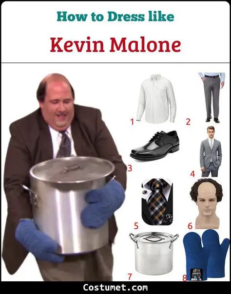 Kevin Malone (The Office) Costume for Cosplay & Halloween 2023 Kevin The Office Costume, Kevin Chili Costume, Kevin Malone Costume, Michael Scott Costume, The Office Halloween Costumes, The Office Costumes, Bacon Costume, Kevin The Office, Kevin Malone