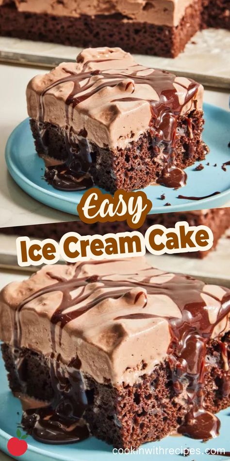 Easy Ice Cream Cake Recipe - Cooking with Recipes Chocolate Ice Cream Cake Recipe, Ice Cream Cake Recipe Easy, Easy Ice Cream Cake Recipe, Frosting Fudge, Ice Cream Cake Recipe Homemade, Ice Cream Sandwich Cake Recipe, Best Ice Cream Cake, Fudge Topping, Diy Ice Cream Cake