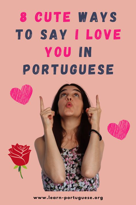 Learn 8 Cute Ways To Say I Love You In Portuguese to make your special one happy. With these expressions you will sound like a native Portuguese. https://learn-portuguese.org/european-portuguese-i-love-you Portuguese Phrases Portugal, Portuguese Sayings, Portuguese Women, Portuguese To English, Portuguese Vocabulary, Portuguese Phrases, European Portuguese, Learning Portuguese, Portuguese Language Learning