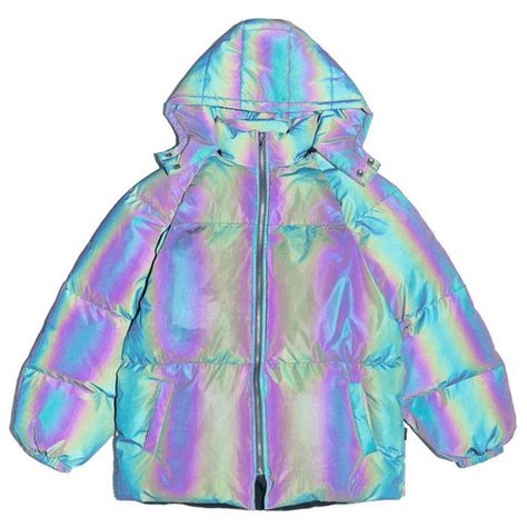 Vintage Retro Aesthetic Outfits, Fairy King, Holographic Jacket, Vintage Retro Aesthetic, Techwear Outfits, Techwear Fashion, Reflective Jacket, Fairy Queen, Jacket Parka