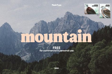 MADE Mountain | FREE Font on Behance Mountain Shop Design, Hiking Design Graphic, Nature Font Typography, Retro Mountain Aesthetic, Free Vintage Font, Outdoorsy Font, Mountain Logo Design Ideas, Nature Typography Design, Outdoor Brand Design