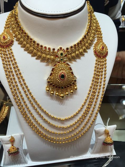 Manga Necklace Gold, Grt Jewellers Necklace Set, Bhima Jewellers, Pearl Haram, Grt Jewellers, Neck Pieces Jewelry, Gold Bridal Jewellery Sets, Wedding Jewellery Collection, Gold Bride Jewelry